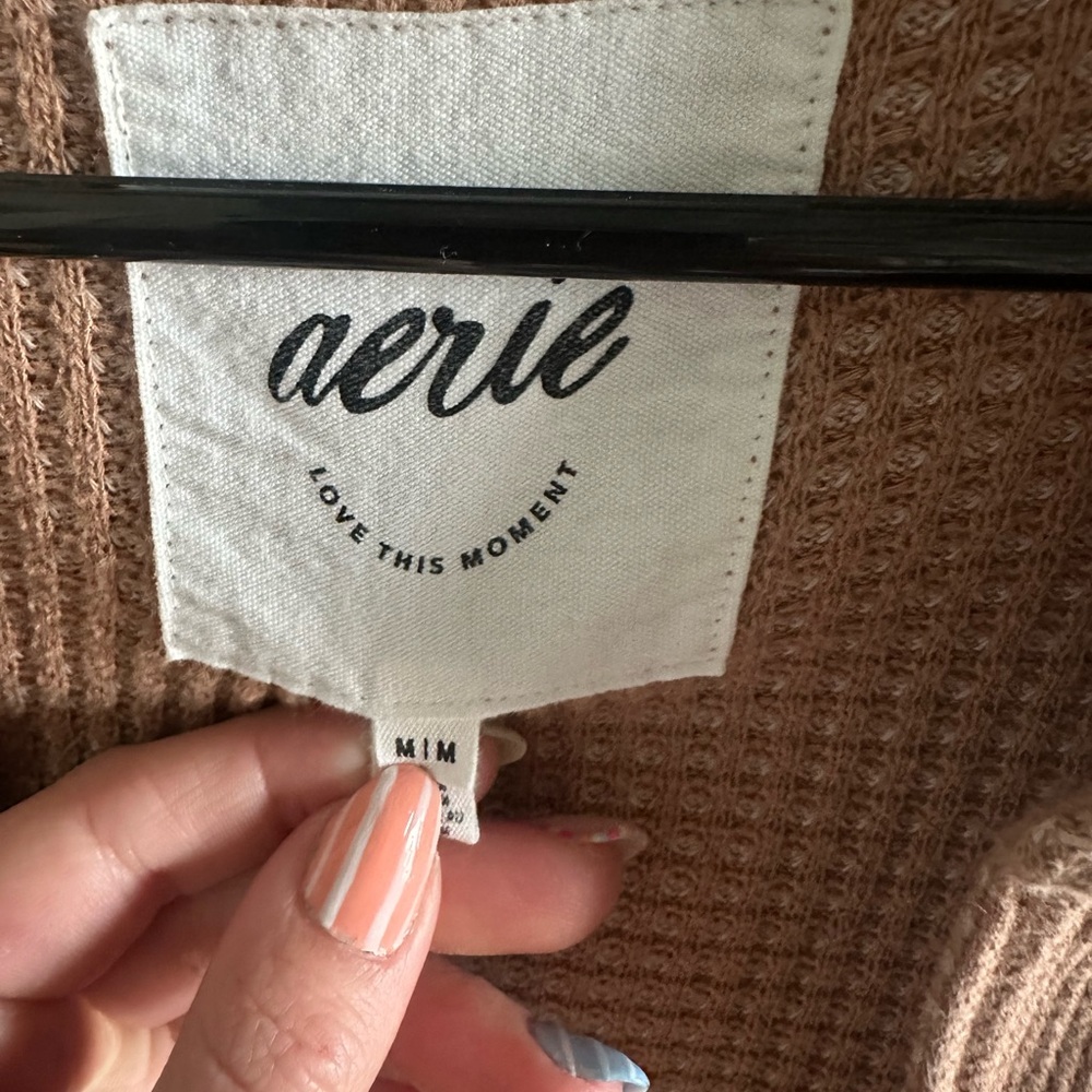 aerie Waffle Knit Shacket in Dusty Rose - Picture 2 of 3